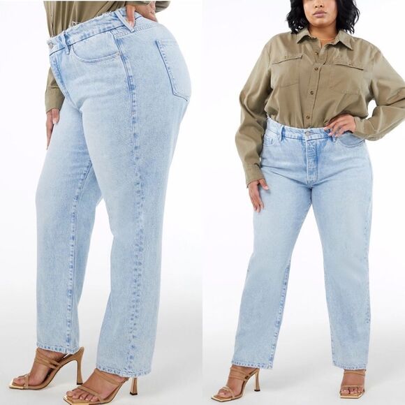 Nwt good American good boy jeans high rise button fly straight leg plus size 18 - Picture 1 of 9
